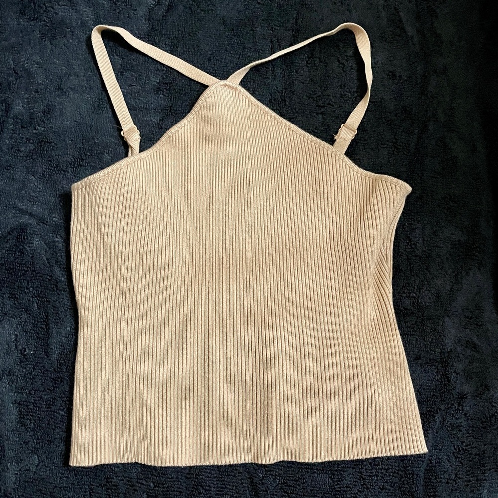 Tan Ribbed Women's Top